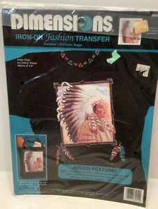 Vtg 1992 Dimensions Iron-On Fashion Transfer Indian Chief 80051 New In Package - Picture 1 of 3