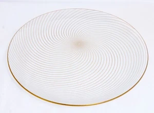Plato redondo de vidrio transparente remolino dorado vintage Chance Bros Fiestaware 12-1/2" - Imagen 1 de 2