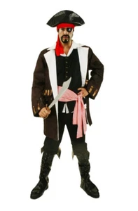 Mens Caribbean Pirate Costume Adult Jack Sparrow Pirate Complete Fancy Dress - Picture 1 of 1
