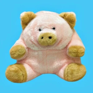 Unipak Plumpee Plush Pig Pink Brown 10 Inch Round Farm Stuffed Animal Vintage - Picture 1 of 8