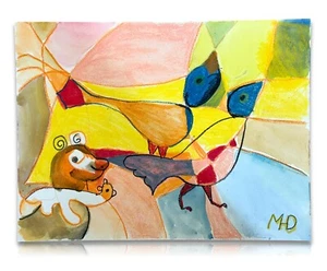 Margret Hofheinz-Döring 1910-1994 - Mischtechnik - 'Vogel-Komposition' - 1989 - Bild 1 von 11