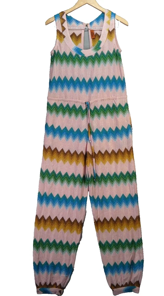Missoni Jumpsuit Zig Zag Knitted Pink Shiny Lurex Relaxed Resort IT 38 UK 8 — 第 1/4 张图片