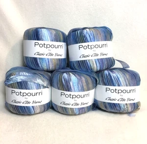 Lot of 5 Skeins Classic Elite POTPOURRI Wide Ribbon Yarn ~ Color 7247 ~ Blues - Picture 1 of 10