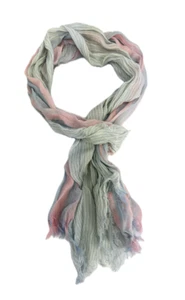 Bufanda de algodón look arrugado rosa azul rayas unisex - Imagen 1 de 1
