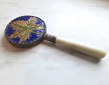 Vintage MIRROR decorated by hand Enamel with Jade handle 