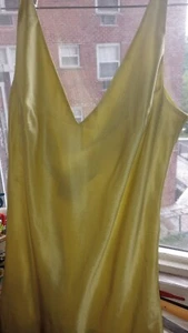 VICTORIA SECRET 100% Silk Vintage Chartreuse Slip Dress Gown Nightie M 1997 New - Picture 1 of 6