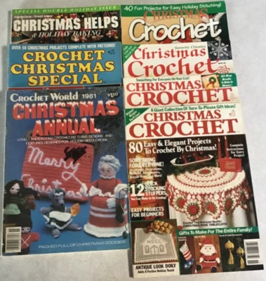 批量 7 件 复古 圣诞 钩针 杂志 钩针 世界 圣诞节 钩针编织,F — 第 1/4 张图片