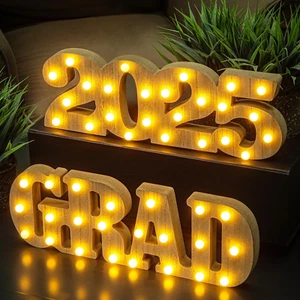 LED Long Marquee Light up Letters 'Grad 2025' - Graduation Party Decorations - Picture 1 of 12