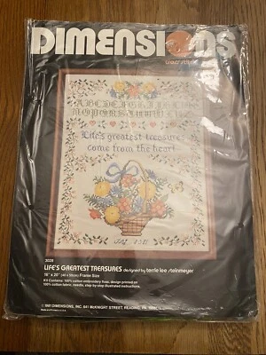 NEW Dimensions Cross Stitch Kit Life's Greatest Treasures 16" X 20" Vintage 1981 - Image 1 of 2