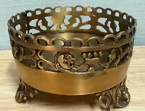 Vintage verzierter massiver Messingständer mit Fuß und 3 Beinen, Kerzenhalter 3" Made India - Bild 1 von 14