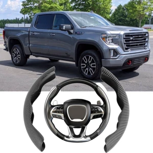 Cubierta antideslizante de cuero antideslizante de carbono para volante de automóvil de 15"" para GMC Sierra 1500 2500 - Imagen 1 de 12