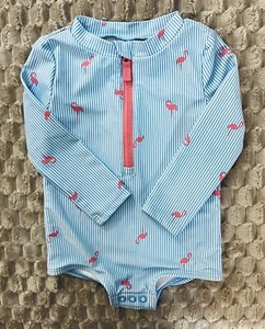NWT Carter's Just One You Infant 12m Girls OnePiece Rash Guard Swimsuit Flamingo - Picture 1 of 10