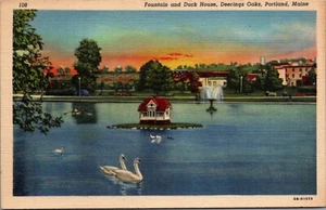 Portland Maine Derrings chêne fontaine et canard maison lin non posté PC - Photo 1/2