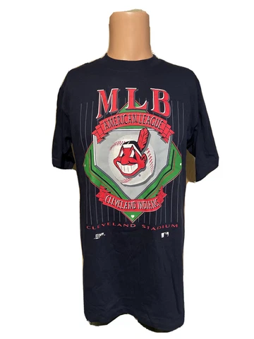 NWT Vintage Men’s SALEM Cleveland Indians Guardians Single Stitch Shirt Size L Cover