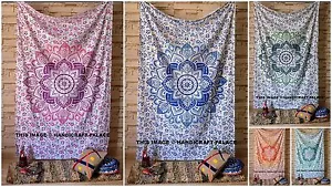 Throw Twin Bedspread Gypsy  Indian Ombre Tapestry Wall Hanging Mandala Bed Cover - Picture 1 of 16