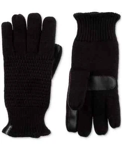 Isotoner Signature Water-Repellent Womens Textured Knit Gloves Black - Picture 1 of 1