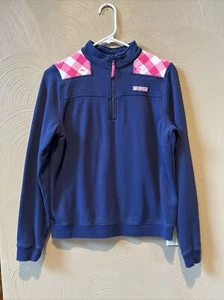 Vineyard Vines 1/4 Zip Long Sleeve Logo Pullover Navy Sweatshirt Girls Sz 16 XL - Picture 1 of 6