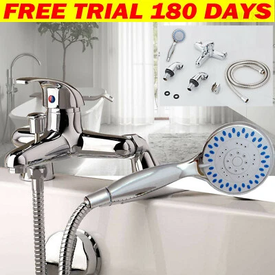 DAYPLUS Luxury Bathroom Chrome Sink Bath Filler Tap Shower Mixer Taps with Hand Held Set
