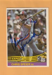 Chris Speier Montreal Expos AUTO Firmado 1984 Donruss Alameda California 4B - Imagen 1 de 2