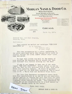 1923 Chicago IL. adv. LETTERHEAD MORGAN SASH DOOR - Picture 1 of 1
