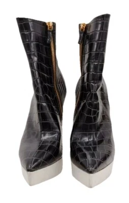 Preciosas botas al tobillo Stella McCartney negras blancas de piel de serpiente talla 36 para dama Foto 1 de 4