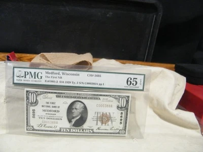 Fr#1801-2 PMG 65 EPQ Type 1 1929 Medford, WI National Bank Note auctionzz2 - Image 1 of 4