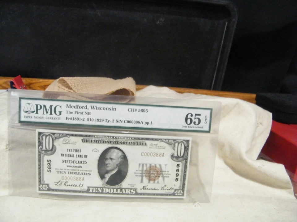 Fr#1801-2 PMG 65 EPQ Type 1 1929 Medford, WI National Bank Note auctionzz2 - Image 1 of 4