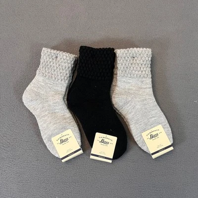 Lote de 3 calcetines para mujer G H Bass & Company talla SM talla única gris negro doble costilla Foto 1 de 4
