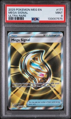 MEGA SIGNAL #171 ULTRA RARE FULL ART 2025 POKEMON MEGA EVOLUTION PSA 9 LOW POP - Image 1 of 2