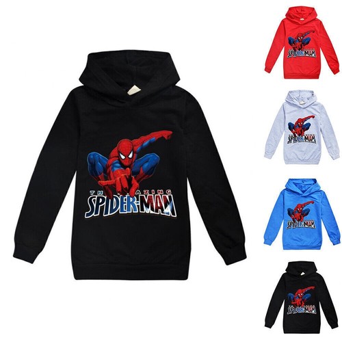 VETEMENTS ��Felpa con cappuccio bambino ragazzo Spiderman manica lunga felpa felpa felpa maglione abbigliamento