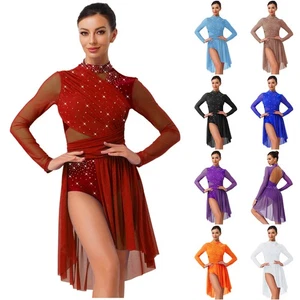 Women's Figure Skating Dress Glitter Slit Skirt Roller Skate Lyrical Dress Dance - Bild 1 von 112