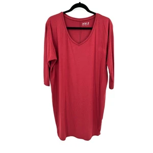 ABLE weinrot rot V-Ausschnitt Dolmanärmel Pima Baumwolle Modal Lagenlook Kleid Small - Bild 1 von 7
