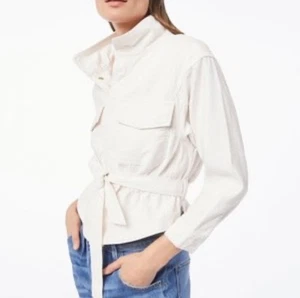 NWOT Women's FRAME Washed White Twisted Shirt Belted Utility Jacket Medium $375 - Picture 1 of 8