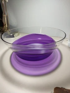 Elegante cuenco para servir acrílico Tupperware púrpura transparente con M3 - Imagen 1 de 8