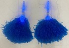 Blue Cheerleading Poms Pair w/ Light-Up LED Stick Handles Plastic