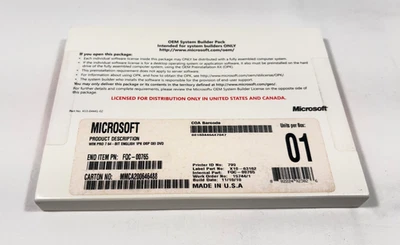 Microsoft Windows 7 Professional 64 bit x64 Full English DVD MS WIN NEW SEALED - Image 1 of 4