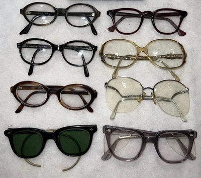 Lote 8 marcos de gafas recetadas de colección años 60-80 seguridad Francia EE. UU. MCM RX TAL CUAL Foto 1 de 4