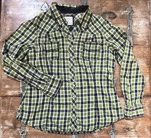 Vintage Old Navy Western Hemd Pearl Snap Up - grün/blau kariert Boho Cowgirl - Grunge - XL - Bild 1 von 16
