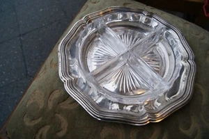 Silber Tablett, Silberschale mit Kristall, Silberteller, 835 Silber, 360 g - Bild 1 von 9