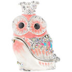 Gift Ring Storage Box Jewelry Organizer Trinket Box Crown Owl Pink-EN