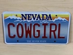 Vanity Nevada Cowgirl License Plate The Silver State Metal - Picture 1 of 4