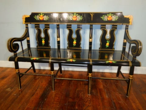 CHILD SIZED Stenciled Paint Decorated Plank Seat Settee Bench EBERSOL Cover