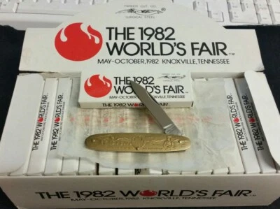Parker 1982 World's Fair официальный нож, латунные ручки, Япония - Изображение 1 из 4