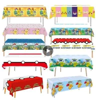 5Pcs Pokemon Tablecloth Birthday Party Decoration Pikachu Disposable - Image 1 of 4