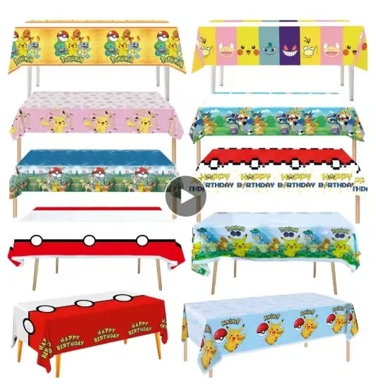 5Pcs Pokemon Tablecloth Birthday Party Decoration Pikachu Disposable - Image 1 of 4