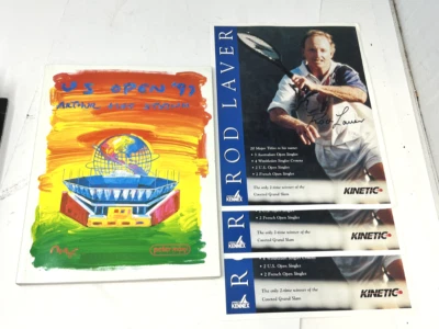 1997 US OPEN ARTHUR ASHE STADIUM PROGRAM - (3) ROD LAVER AUTOGRAPH ON INSERTS!! - Image 1 of 4
