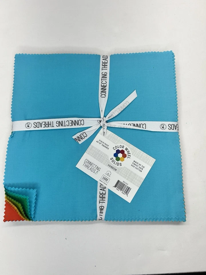 Color Wheel 40 pcs 10 inch Precut Fabric Squares Quilting Connecting Threads - Image 1 of 3