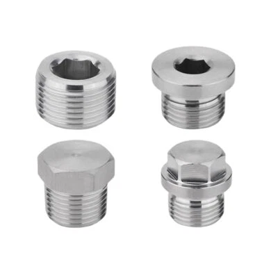 1/8" 1/4" 3/8" 1/2" -1.5" BSP NPT Male Countersunk Hex Square End Plug Stainless - Image 1 of 4