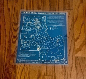 Antike Öl & Gas Pacht Karte Südosten San Saba County Texas Texana Wandkunst - Bild 1 von 1