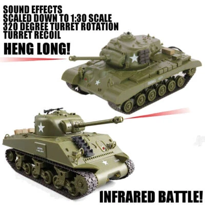 HENGLONG Heng Long 1/30 RC Radio Control Tank Infrared Battle Tank with Realistic Sound